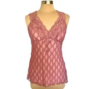 Studio Y VTG Y2K Pink Lace Mesh Babydoll Top SMALL Fairy Coquette Empire Waist